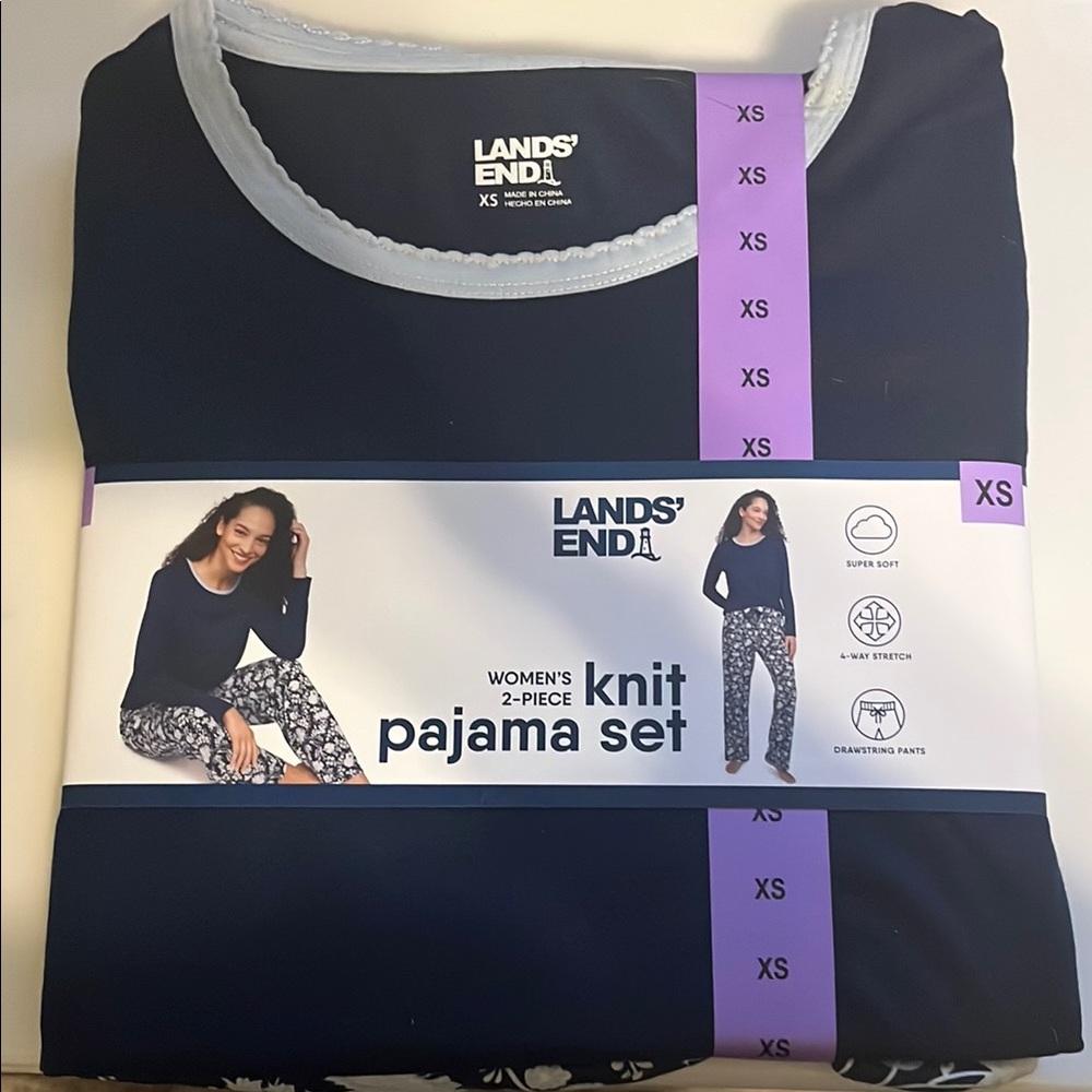 Lands' End Women's Navy Knit Pajama Set